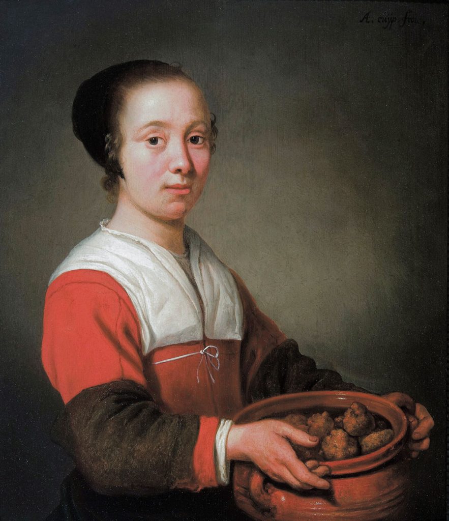 Schilderij van Albert Cuyp, Meid met oliebollen (ca 1652, Dordrechts Museum